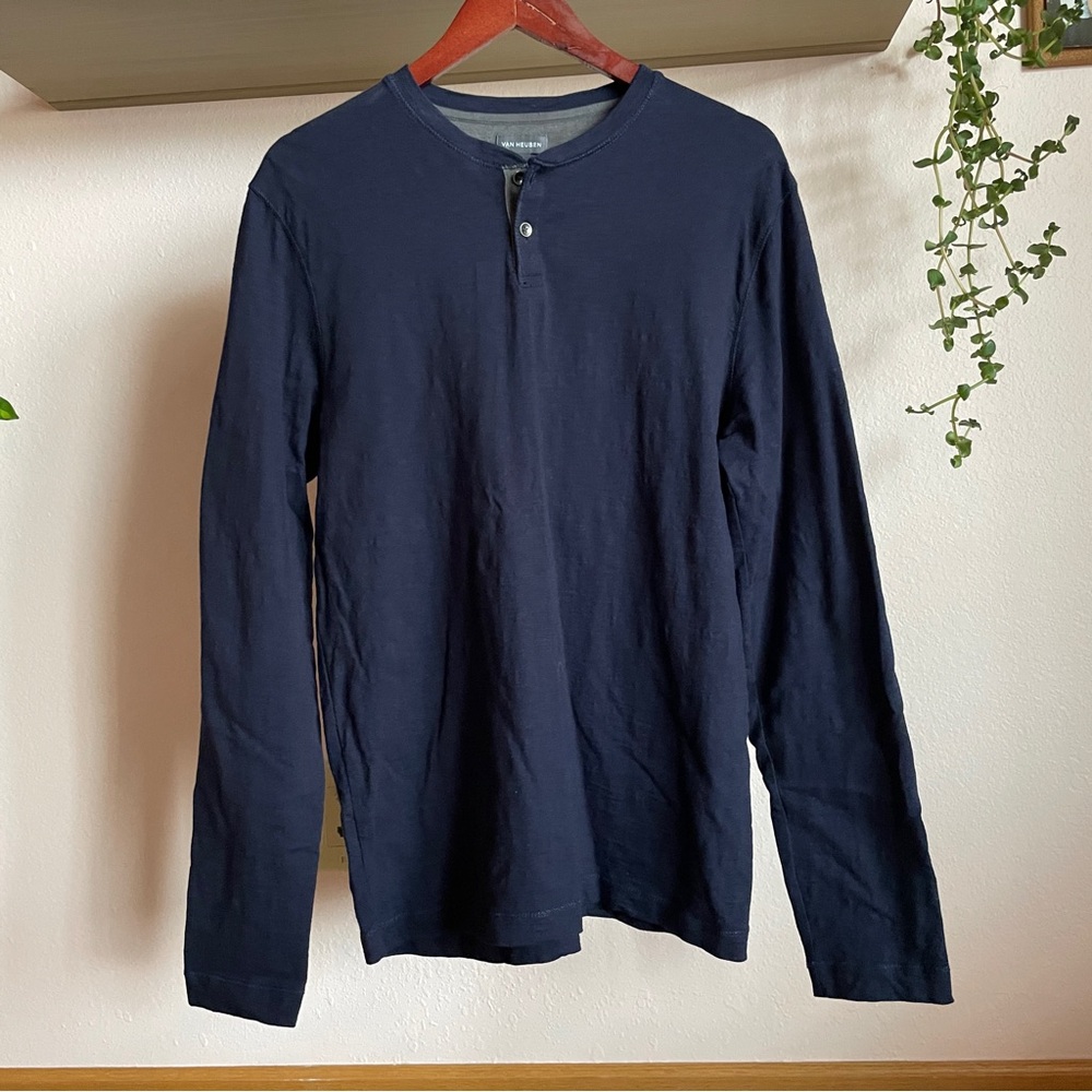 Van Heusen Men's Navy Blue Henley Shirt